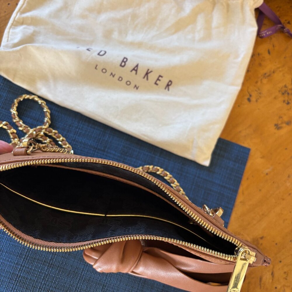 Ted Baker Darnna Knot Bow Soft Leather Crossbody Clutch